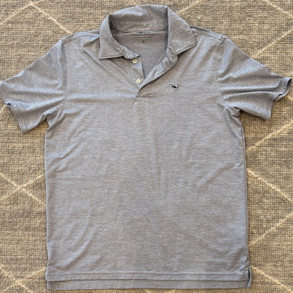 Vineyard Vines Gray On-the-Go Sakaty Golf Polo